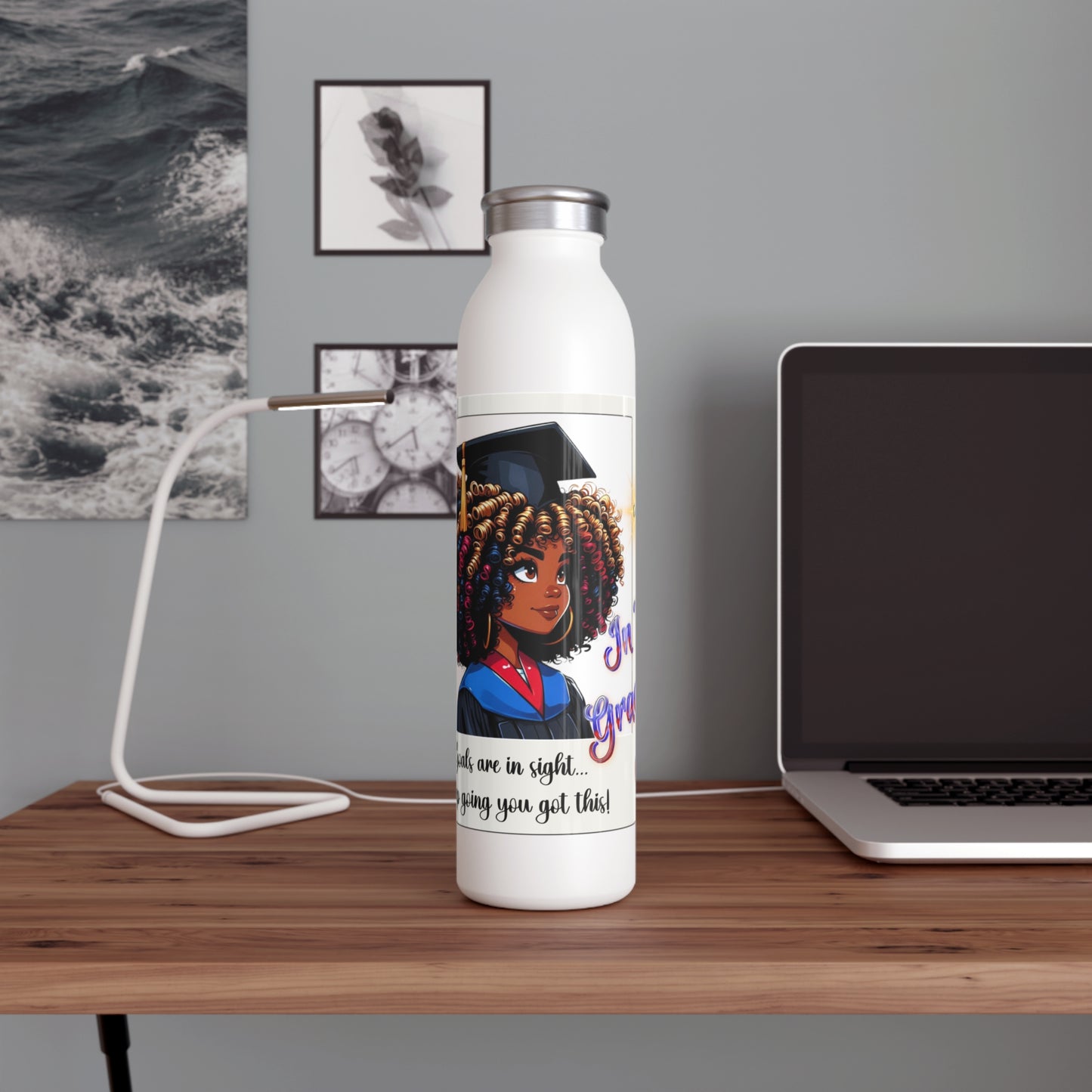 "In My Graduation Era" Slim Stainless Steel Water Bottle