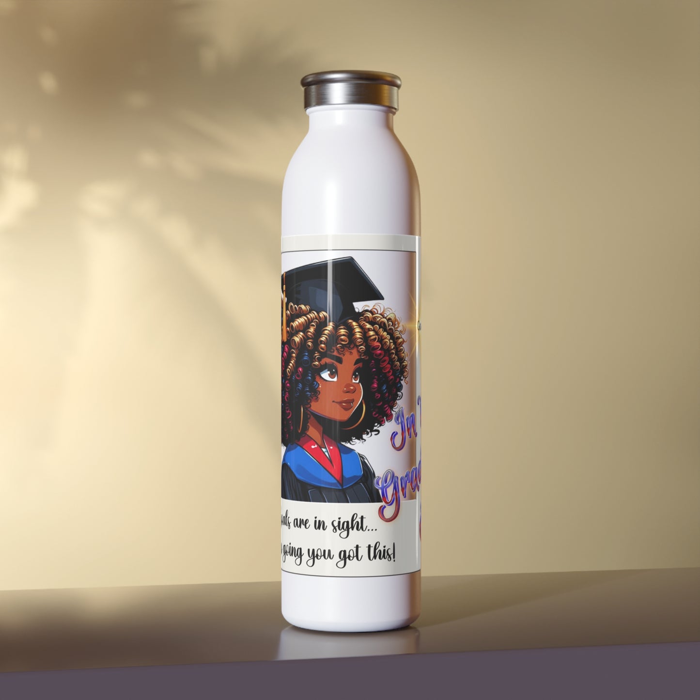 "In My Graduation Era" Slim Stainless Steel Water Bottle