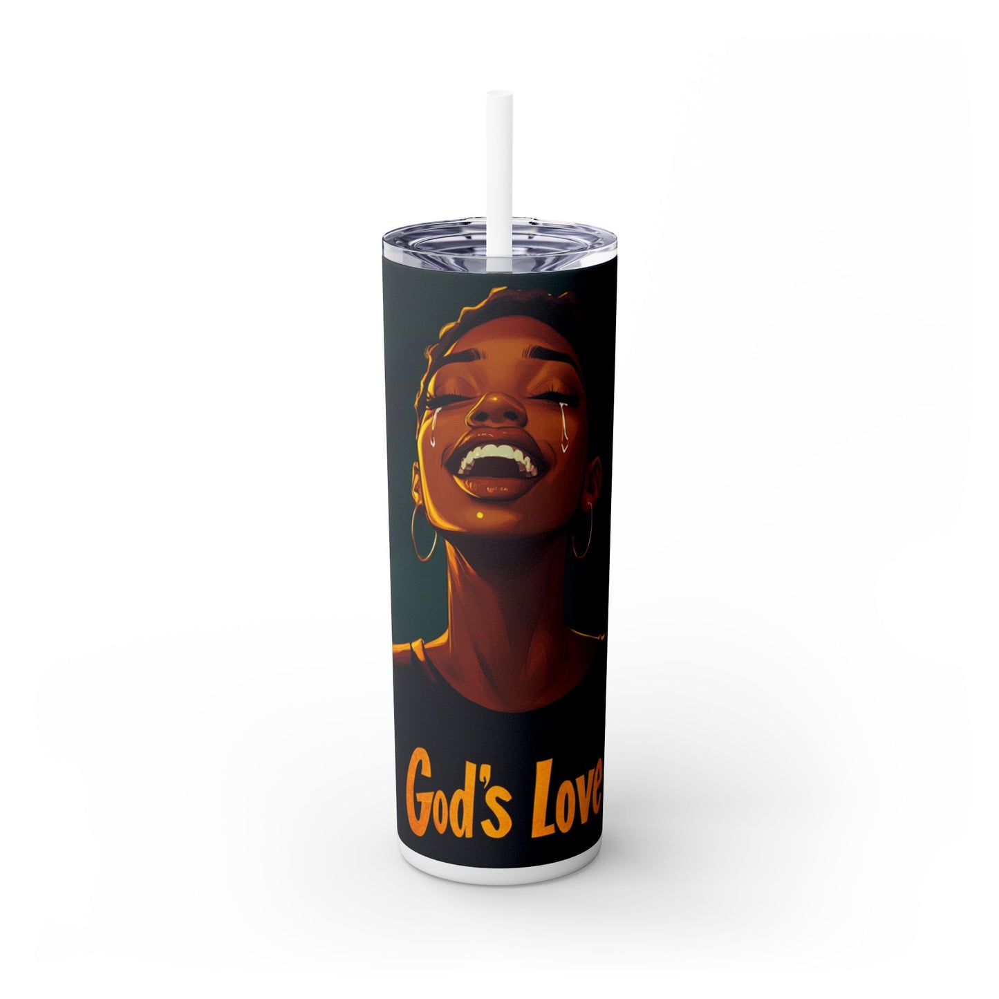 Tumbler - God's Love Skinny Tumbler with Straw, 20oz