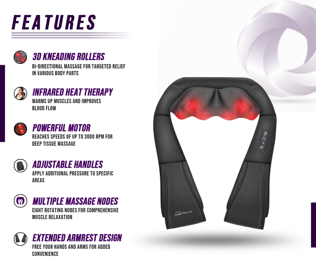 Shiatsu Neck & Shoulder Massager with Heat – Deep Tissue Pain Relief